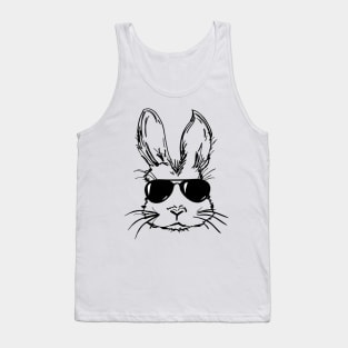 Bunny Face With Sunglasses For Boys Men Kids Easter Shirt Tank Top